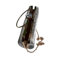 Silver Crystal Flower Clasp Clutch