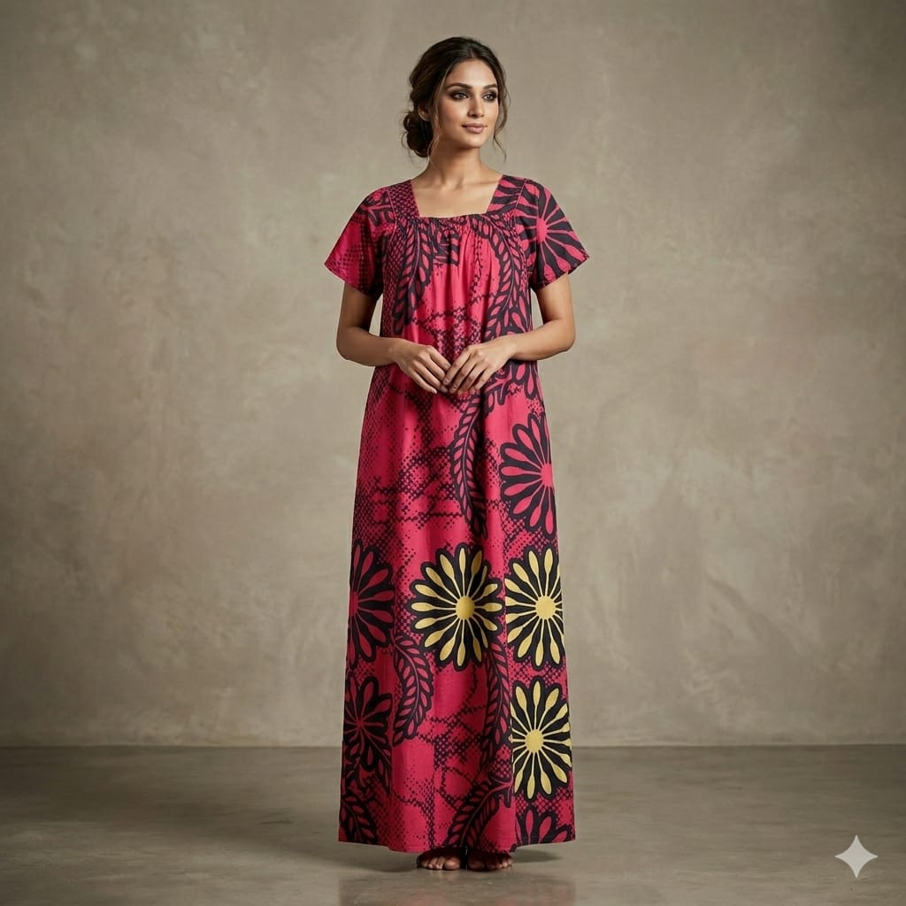 Crimson Bloom Aura Long Nighty
