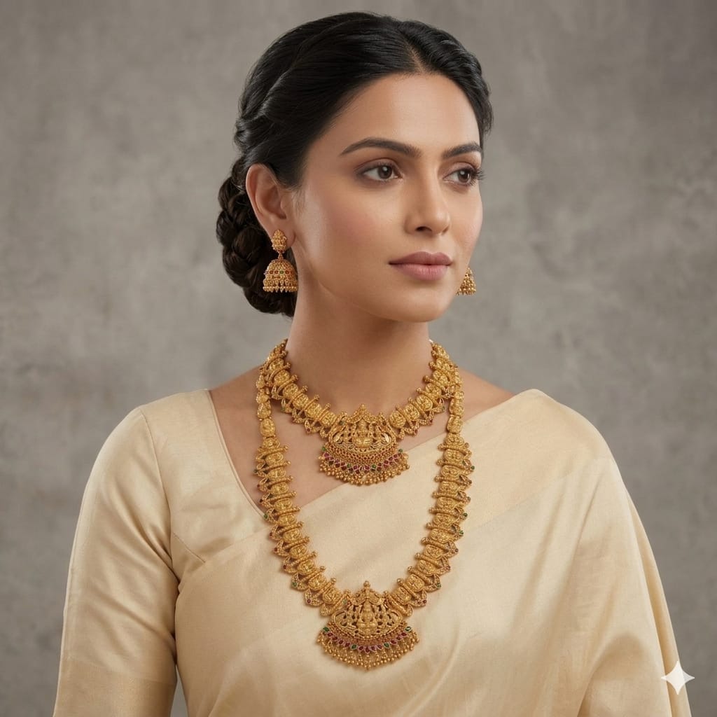 Dual Necklace Bridal Set with Earrings