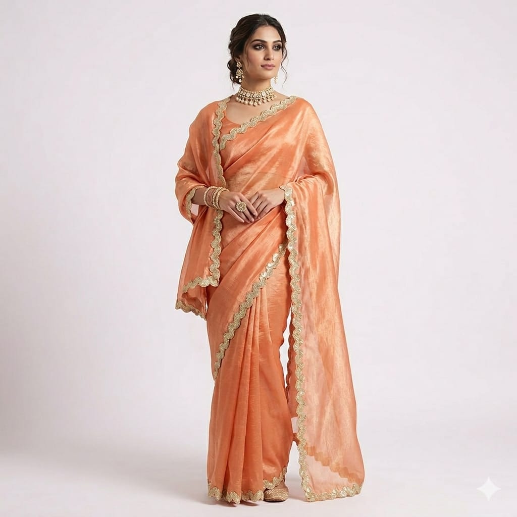 Peach Aura Lace Saree.
