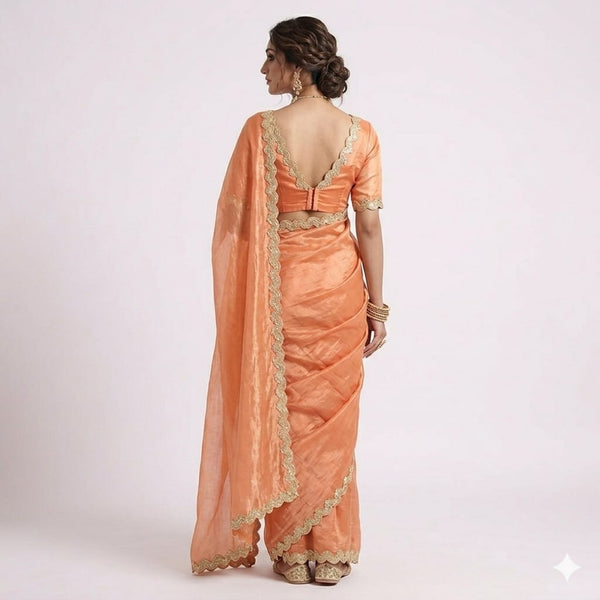 Peach Aura Lace Saree
