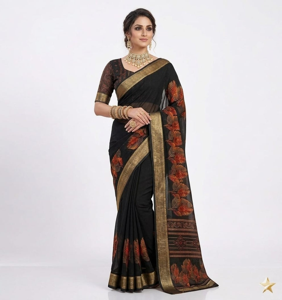 Indigo leafloom Saree