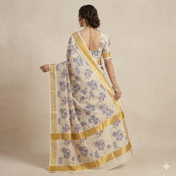 Ivory Blosom Kasuvu Saree