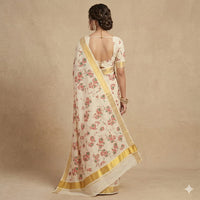 Nila Pushpa Kasavu saree