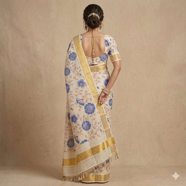 Neelambara Blooom Kasuvu  Saree