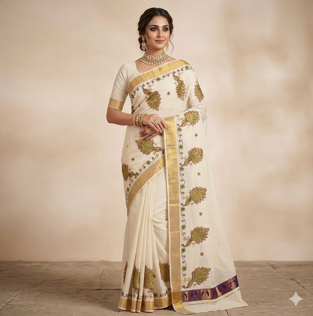 Mayura Pushpa Kerala  Saree