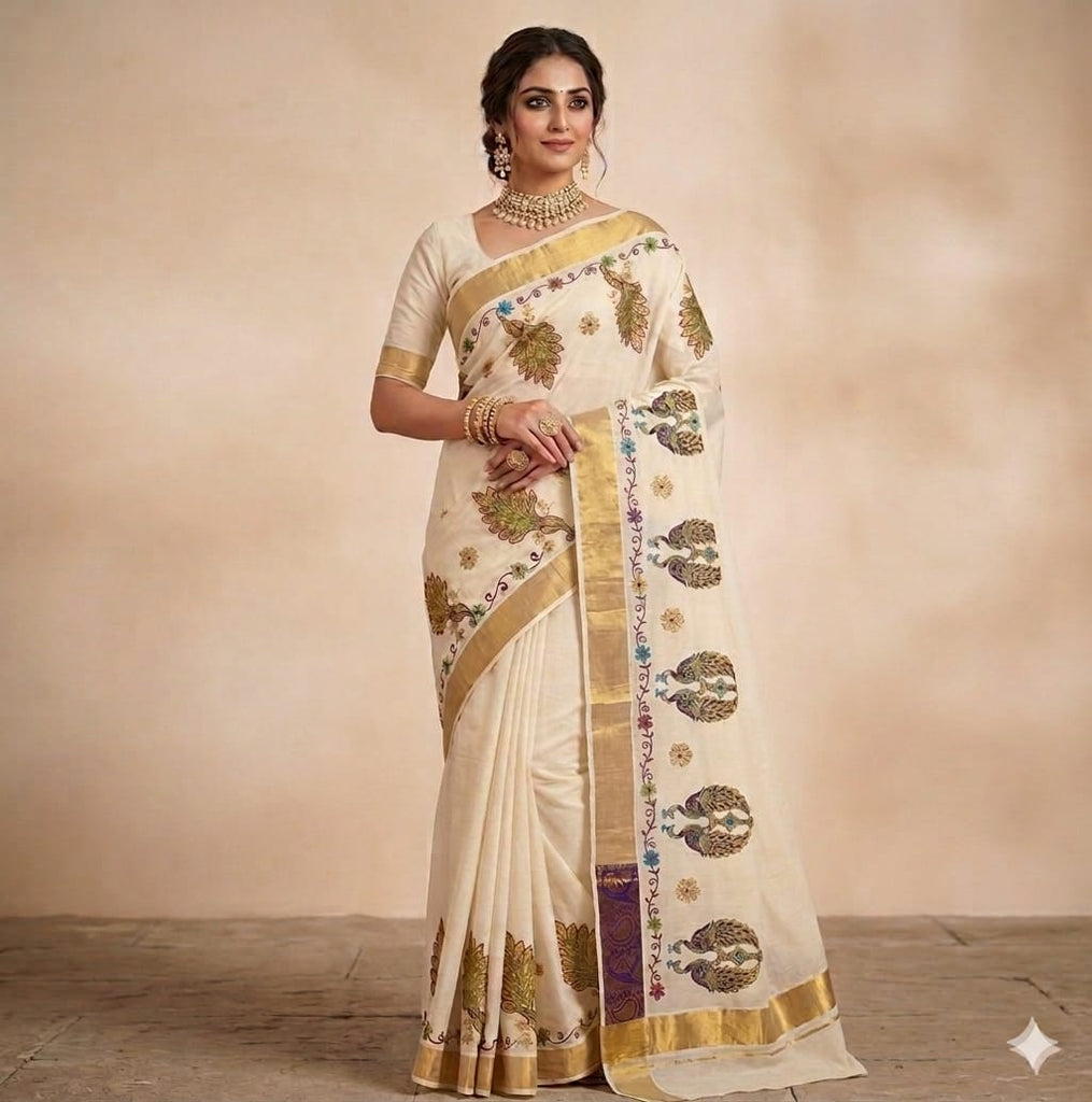 Ivory Mayura Grace Saree
