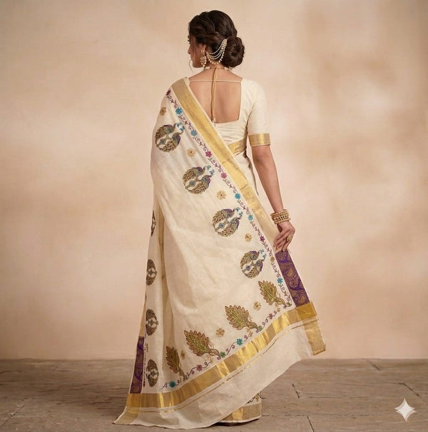 Ivory Mayura Grace Saree