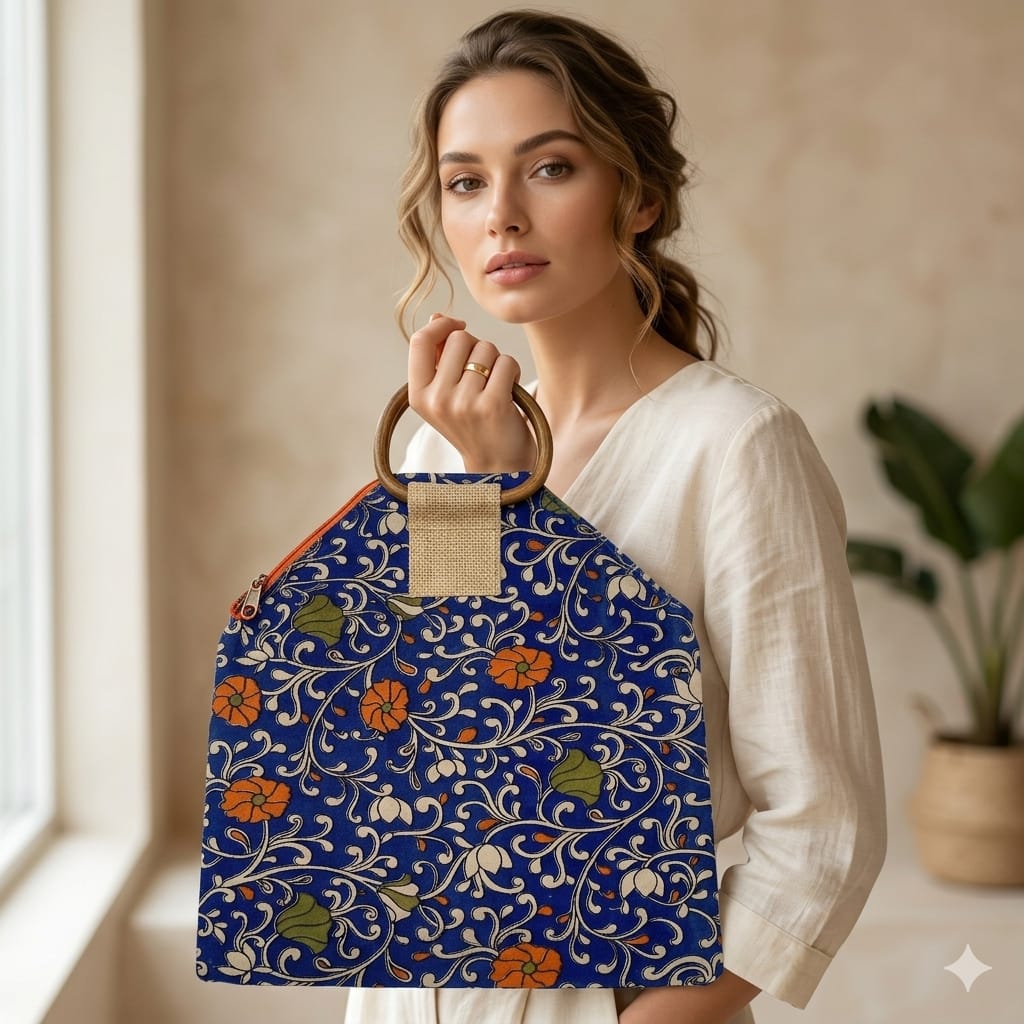Azure Bloom Handcrafted Tote