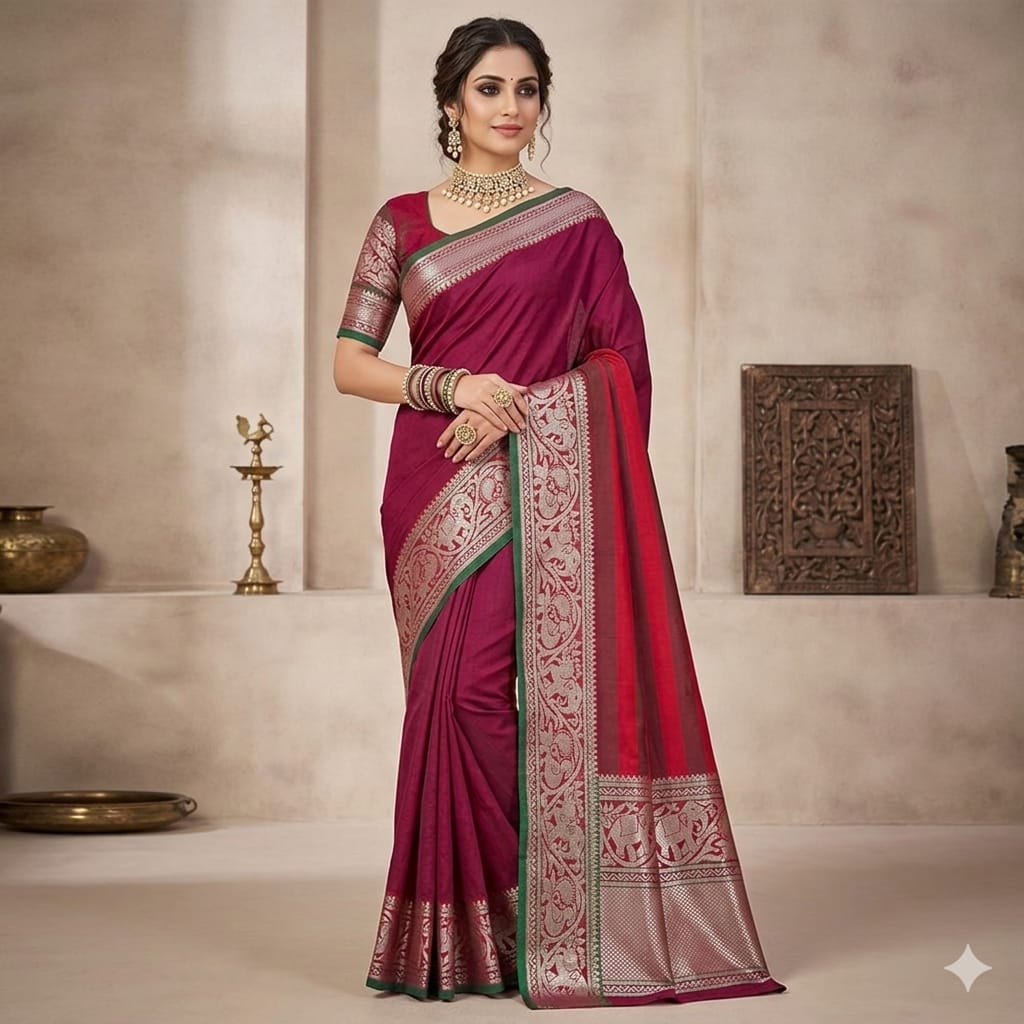Gulabi Haritha Narayanpet Saree