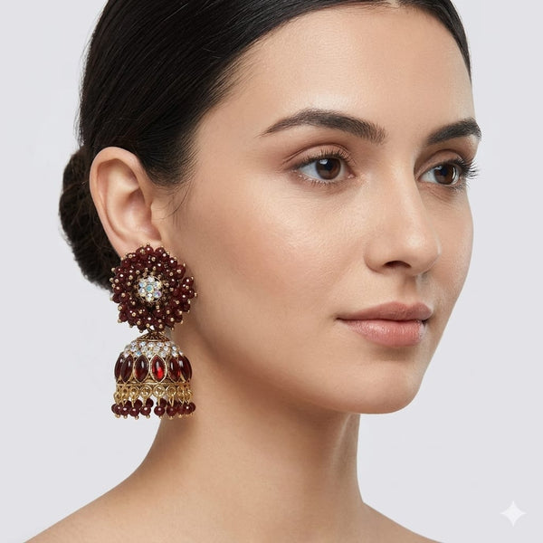 Traditional Beaded Jhumka Earrings