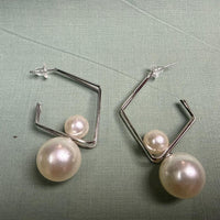 Blush Pearl Geo Hoops
