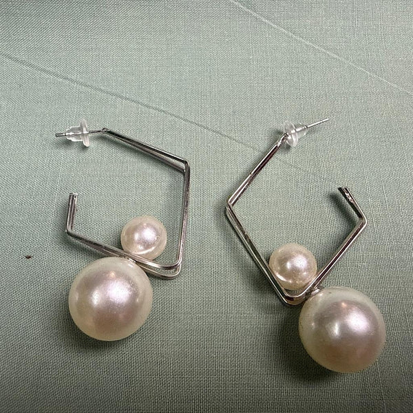 Blush Pearl Geo Hoops