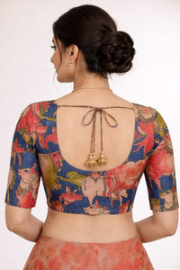Nandi Kalamkari Unstitched Blouse Piece