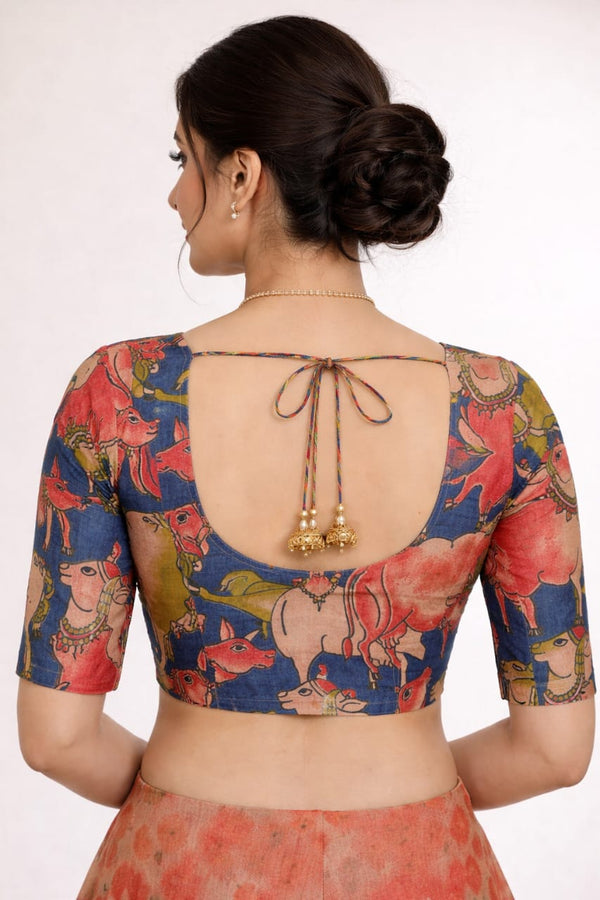Nandi Kalamkari Unstitched Blouse Piece