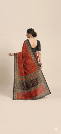 Royal Red Bloom Cotton Saree