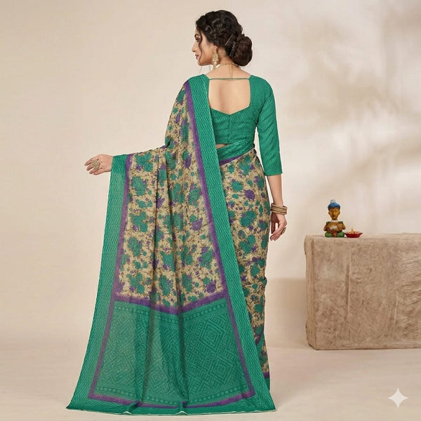 Purple Bloom Handloom Cotton Saree