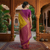 Marigold ikat Royale Saree.