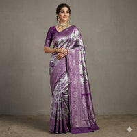 Lilac Bloom Elegance Pttu Saree.
