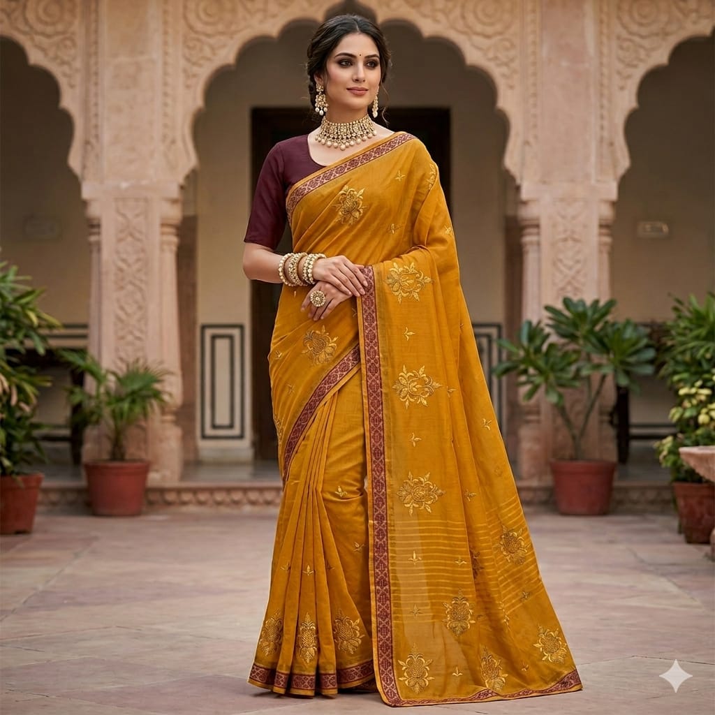 Haldi Kumkum  Pure Cotton Saree.
