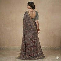 Vintage Charcoal Pure Cotton Saree