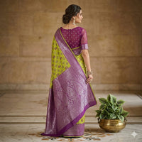 Mint Lavish Floral Pattu Saree