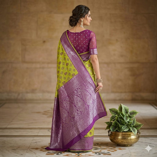 Mint Lavish Floral Pattu Saree