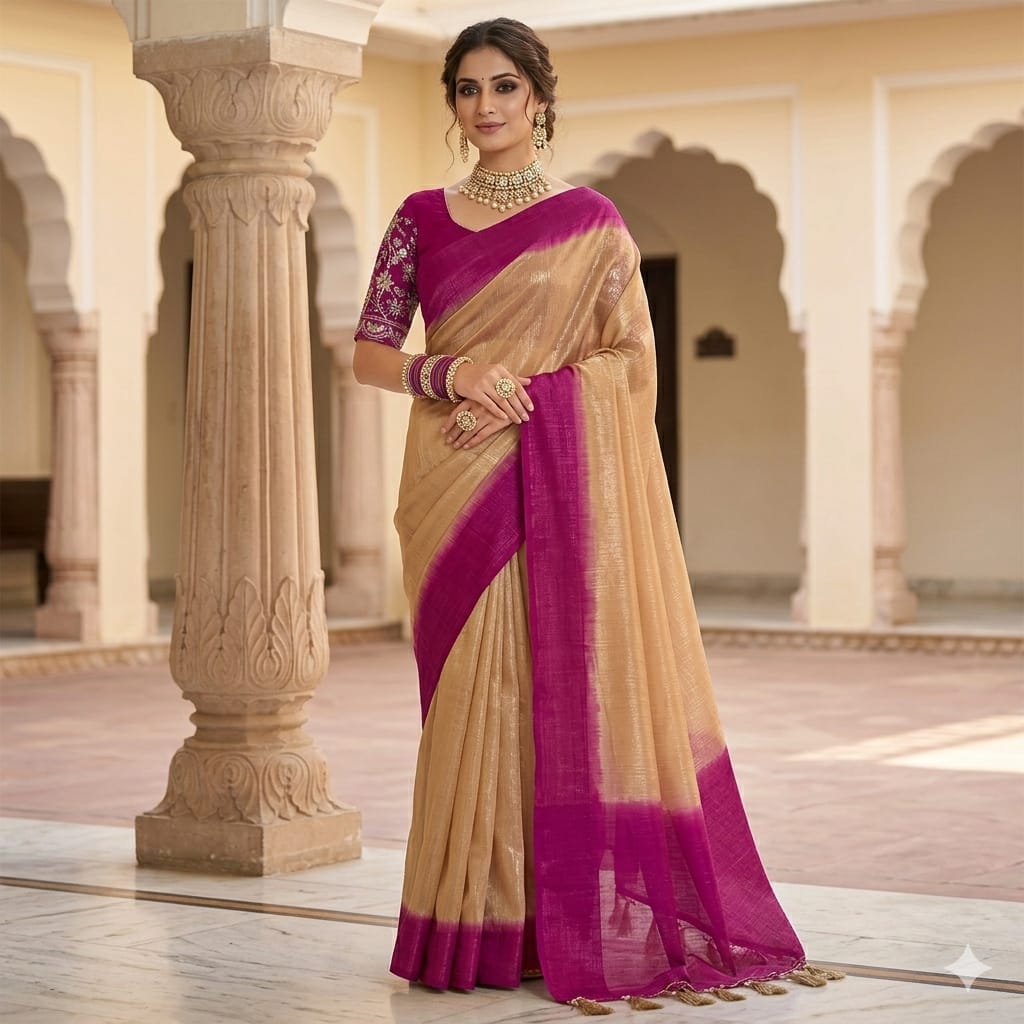 Utsavika Silk Cotton with Sraee Contrast Pallu.
