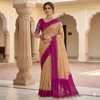 Utsavika Silk Cotton with Sraee Contrast Pallu.
