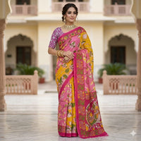 Pink Paradise Printed Cotton Saree.