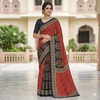 Royal Red Bloom Cotton Saree
