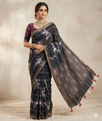 Chanderi Saree with Bagru Handblock Prints