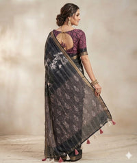 Chanderi Saree with Bagru Handblock Prints