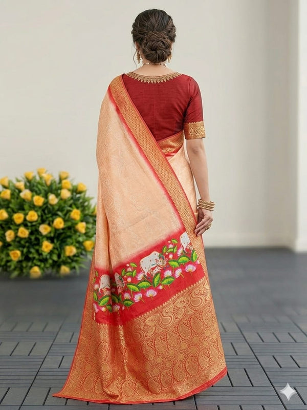 Cream  elegance saree