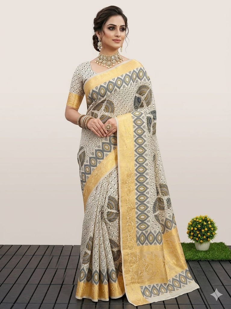 Golden aura drape saree