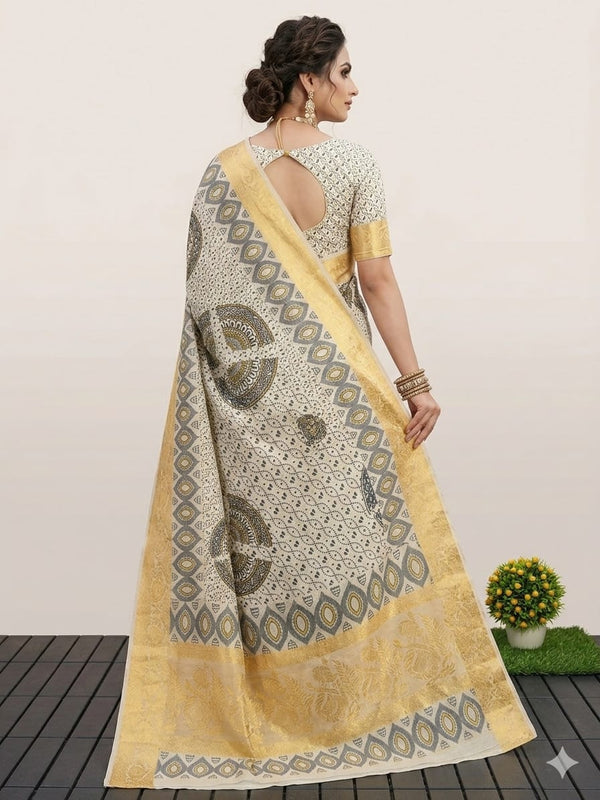Golden aura drape saree