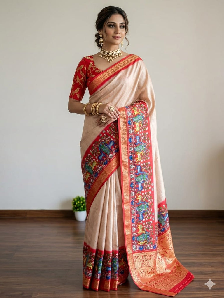 Cream elegance saree