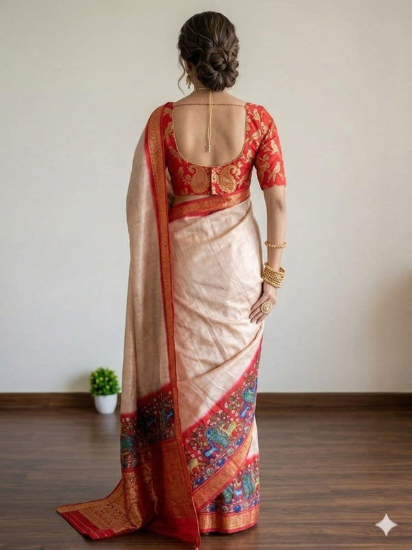 Cream elegance saree