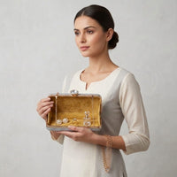 Silver Crystal Rhinestone Hard Box Clutch