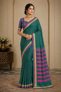 Megha Gulabi Zig-zag Saree