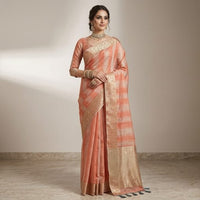 Chanderi Silk Saree with Zari Stripes.