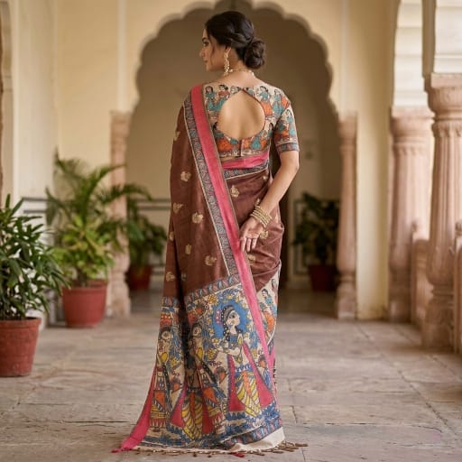Hand-Painted Madhubani Tussar Silk Saree