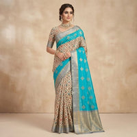 Floral Printed Muga Silk Saree