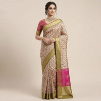 Floral Printed Muga Silk Saree