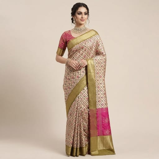 Floral Printed Muga Silk