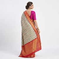 Floral Printed Muga Silk Saree
