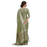 Chanderi Silk Saree with Zari Stripes.