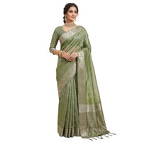 Chanderi Silk Saree with Zari Stripes.