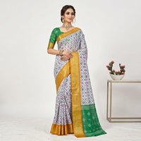 Floral Printed Muga Silk Saree