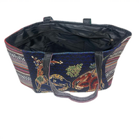 Embroidered Motif Tapestry Tote Bag